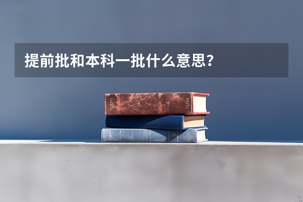 提前批和本科一批什么意思？