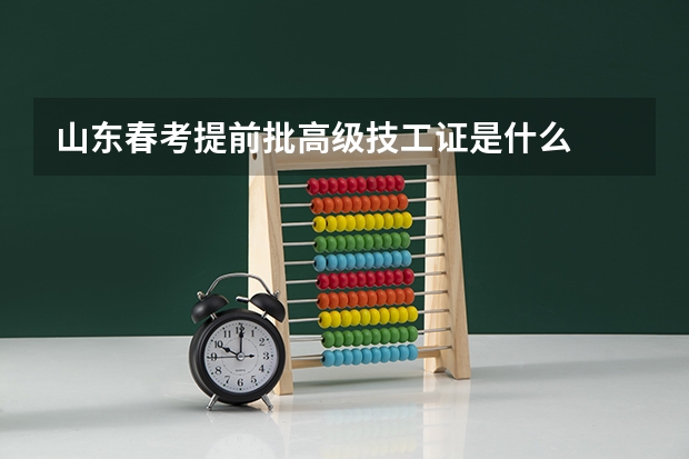 山东春考提前批高级技工证是什么