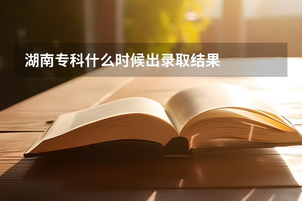 湖南专科什么时候出录取结果